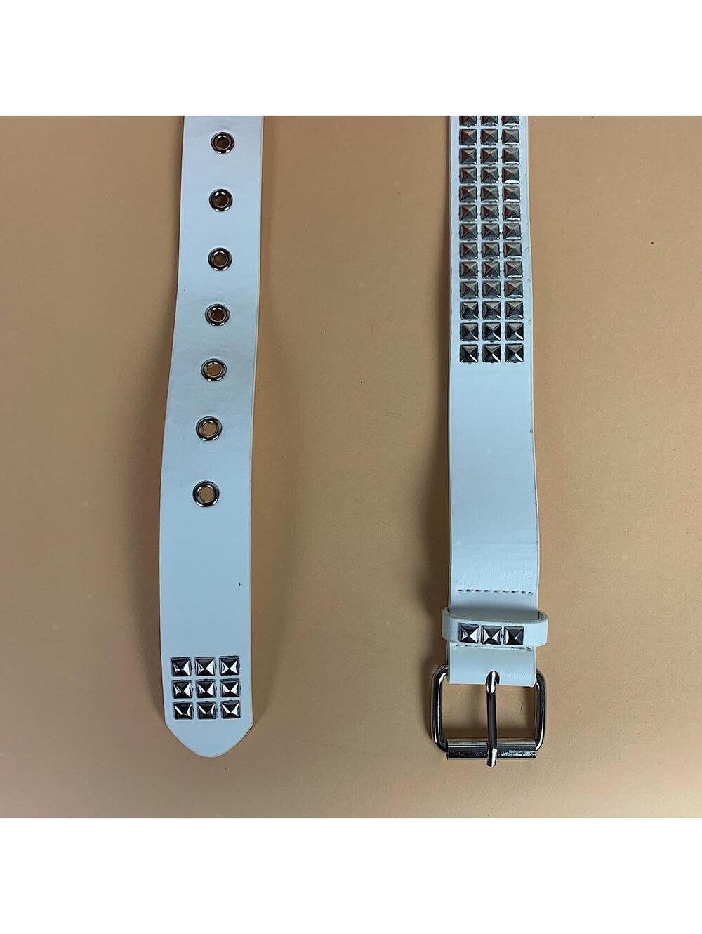Vintage Y2K White Punk Studded Diamond Belt - Picture 3 of 7
